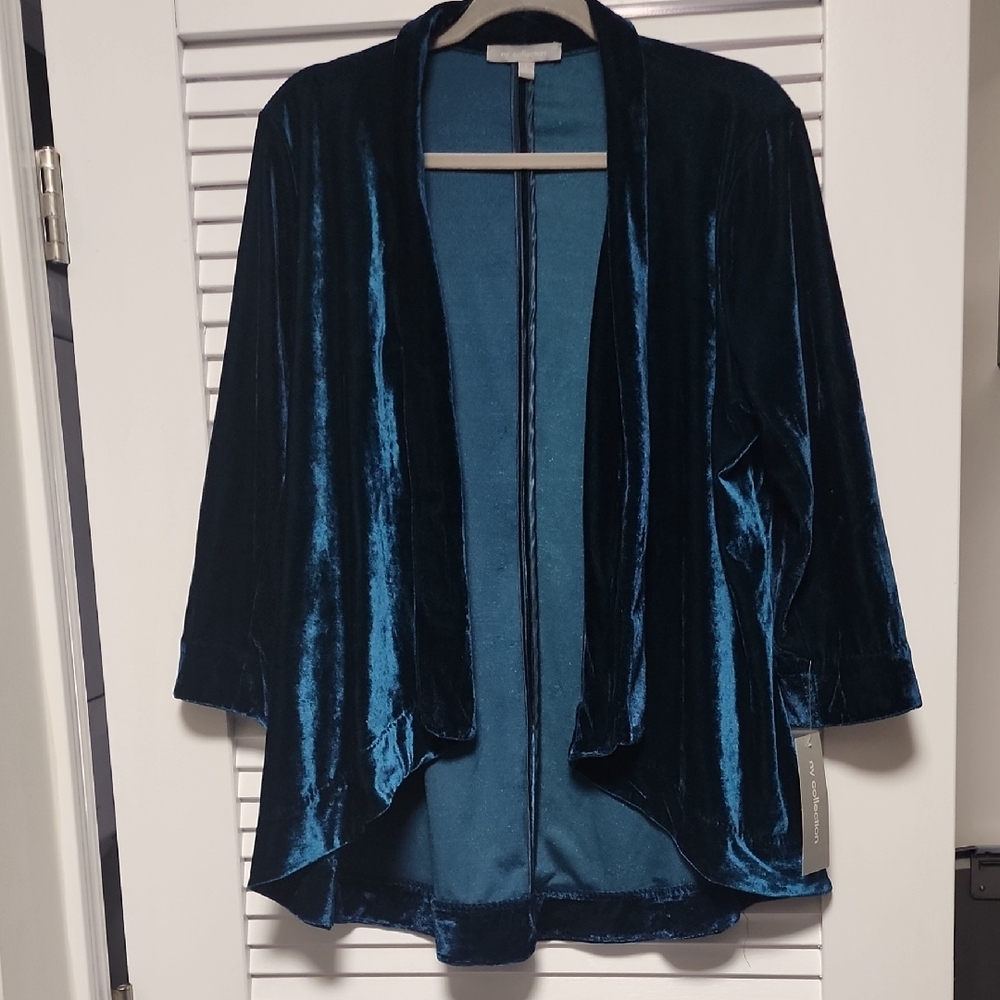 Womens Lightweight Teal Velvet Jacket